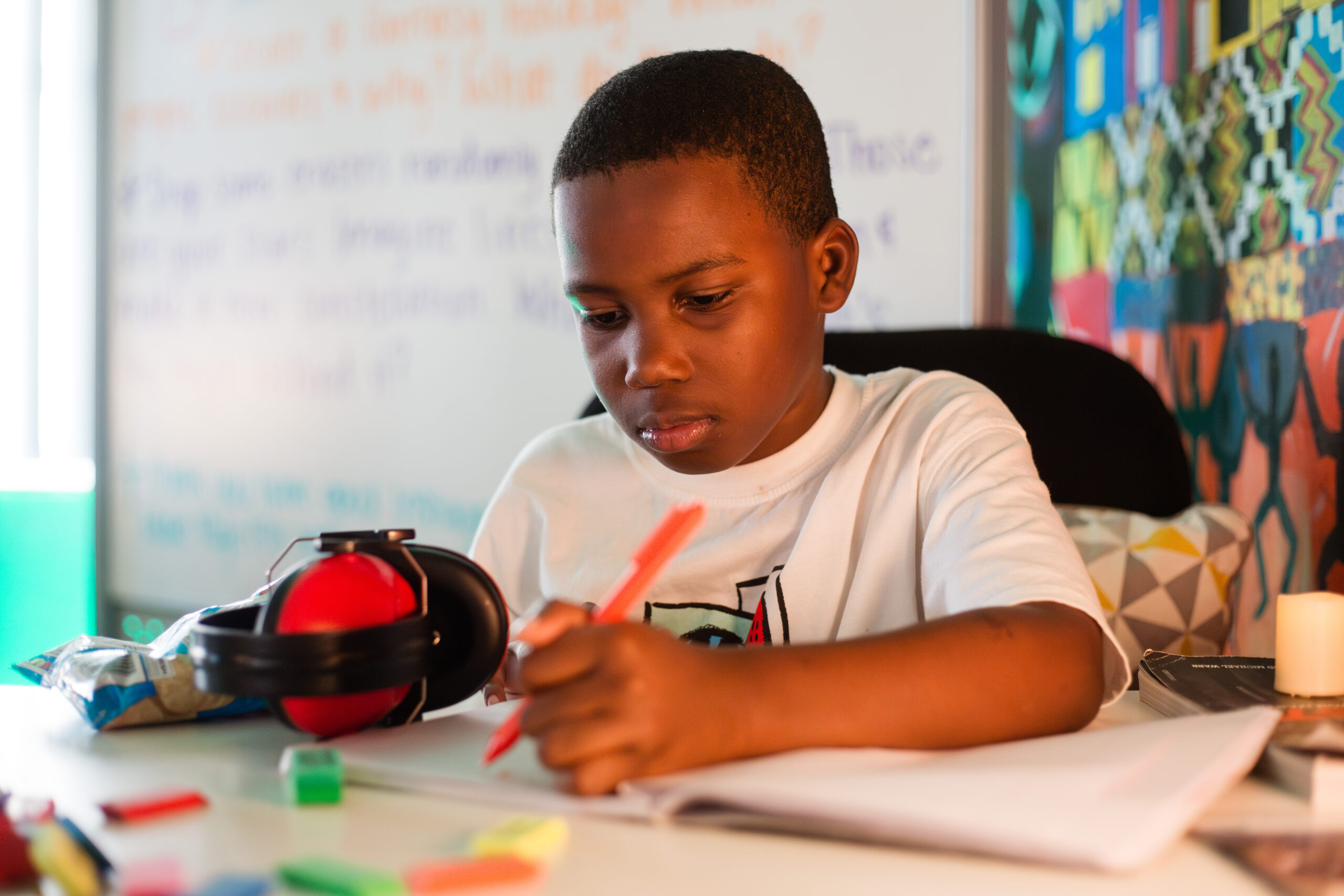 Young author writing