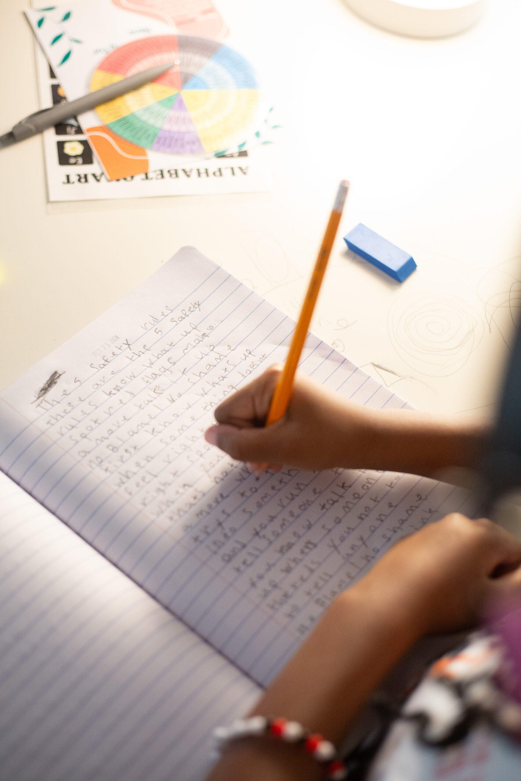 Writing rough drafts in a notebook