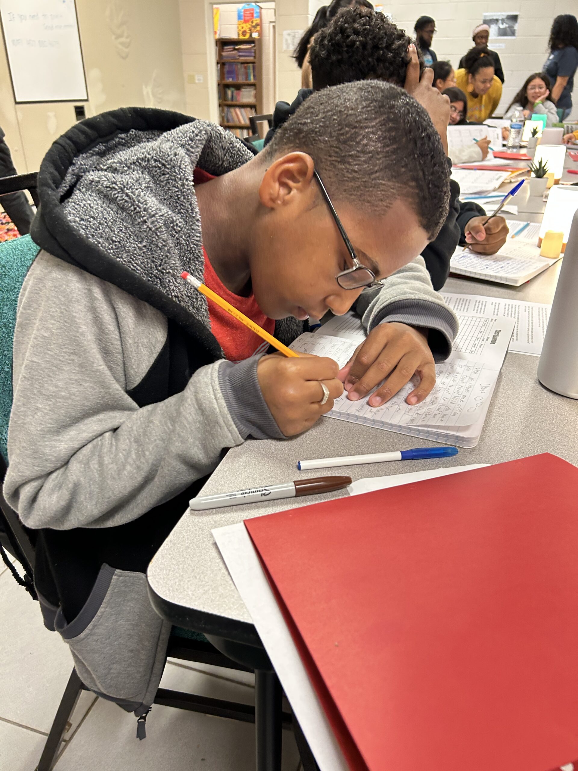 Young author writing a draft