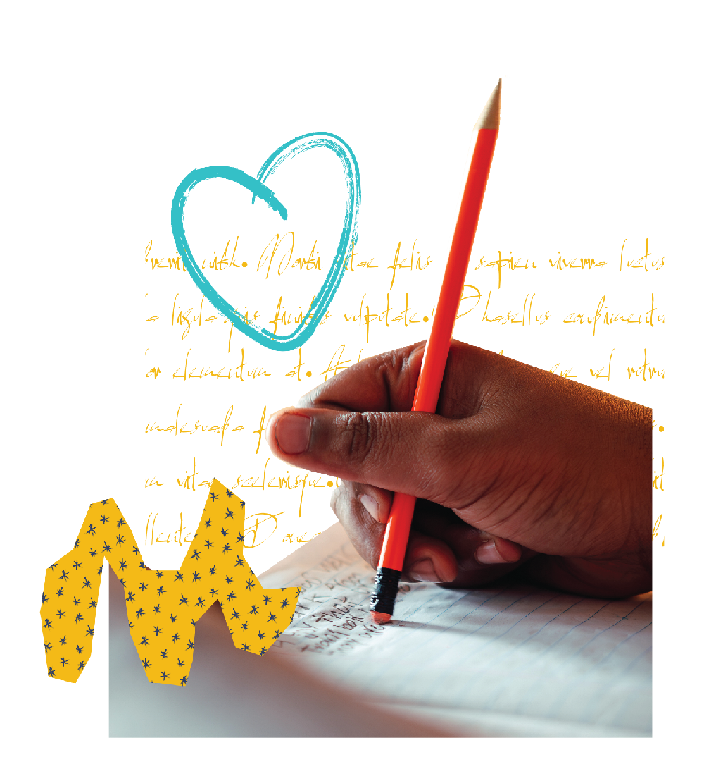 Hand erasing writing in notebook