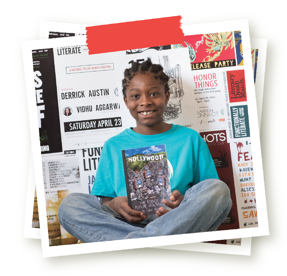 Young author showing their book