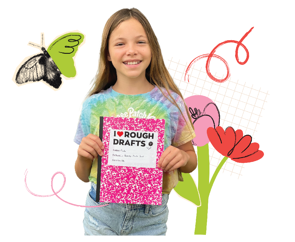 Page 15 young author holding notebook